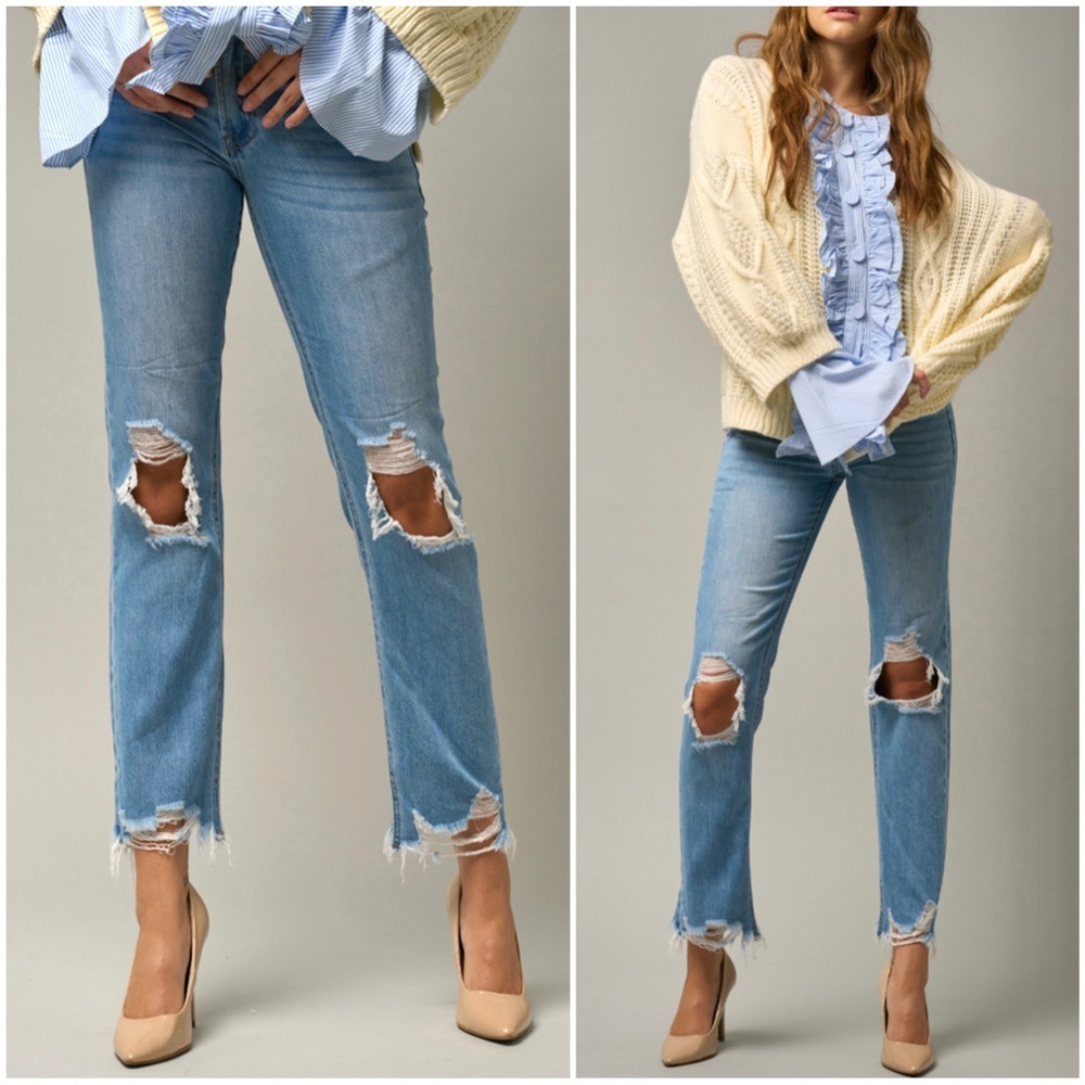 INSANE GENE HIGH RISE PREMIUM STRAIGHT CROP JEANS